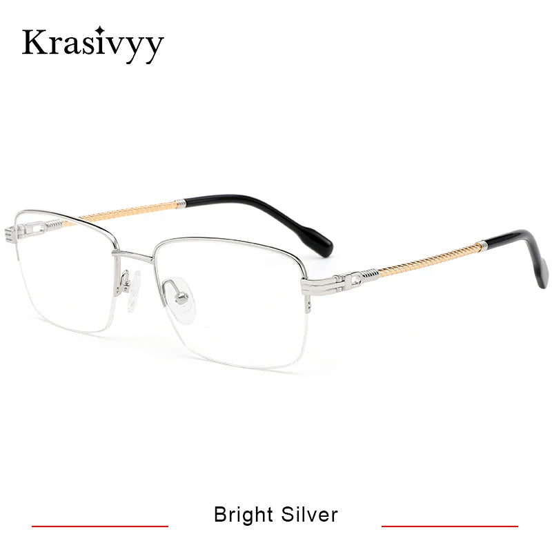Krasivyy Men's Semi Rim Square Titanium Eyeglasses 50031