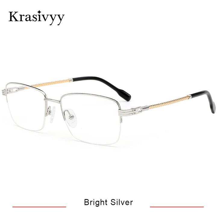 Krasivyy Men's Semi Rim Square Titanium Eyeglasses 50031