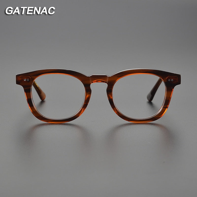 Gatenac Unisex Full Rim Square Round Acetate Eyeglasses Gxyj1078 Full Rim Gatenac   