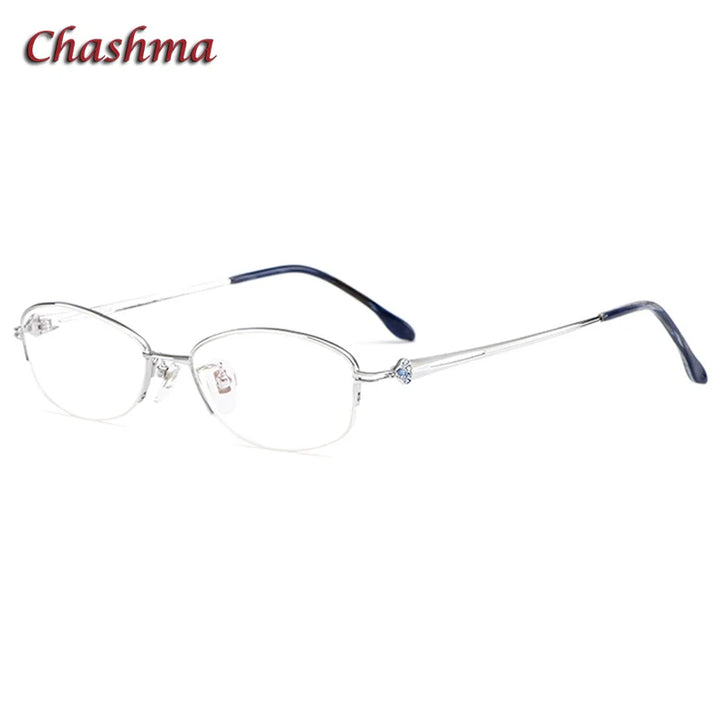 Chashma Ottica Women's Semi Rim Oval Steel Eyeglasses 98316 Semi Rim Chashma Ottica Silver