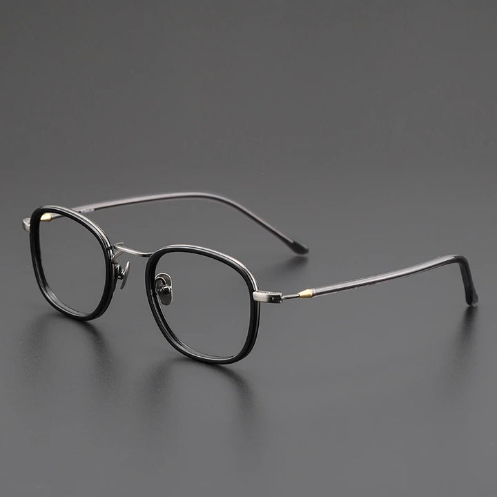 Black Mask Unisex Full Rim Square Titanium Acetate Eyeglasses G121 Full Rim Black Mask Black  