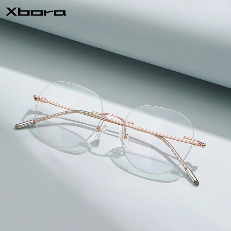 Xbora Unisex Rimless Classic Pure Titanium Eyeglasses 23006 — view 1 | Xbora at FuzWeb