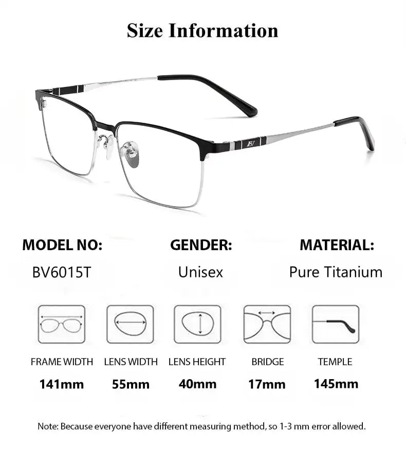 Summer Flower Men's Semi Rim Square Titanium Eyeglasses Clip On Sunglasses 6015/16
