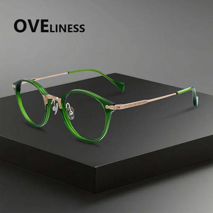 Oveliness Women's Full Rim Round Titanium Acetate Eyeglasses 926008