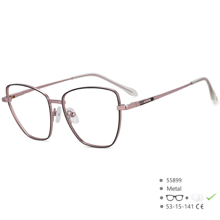 CCSpace Unisex Full Rim Square Cat Eye Alloy Eyeglasses 55899 Full Rim CCspace BlackPurple China 