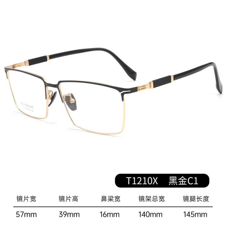 Gmei Optical T1210X men's square alloy prescription eyeglasses — view 6