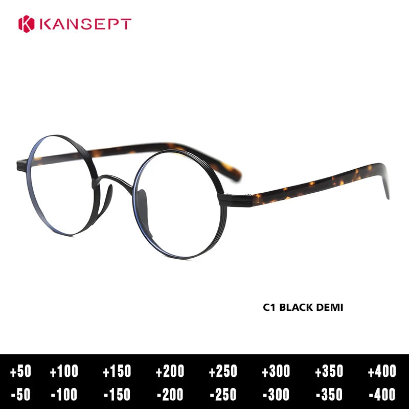 Kansept Women's Full Rim Round Tr 90 Alloy Reading Glasses 400235