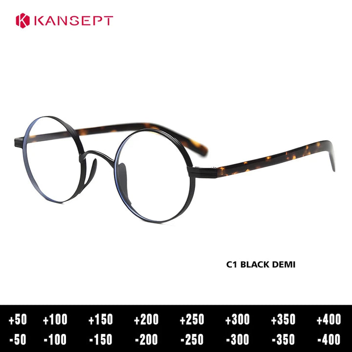 Kansept Women's Full Rim Round Tr 90 Alloy Reading Glasses 400235