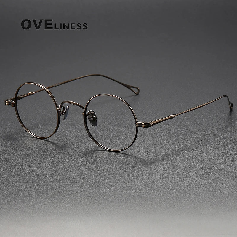 Oveliness Unisex Full Rim Round Titanium Eyeglasses M005 Full Rim Oveliness bronze  