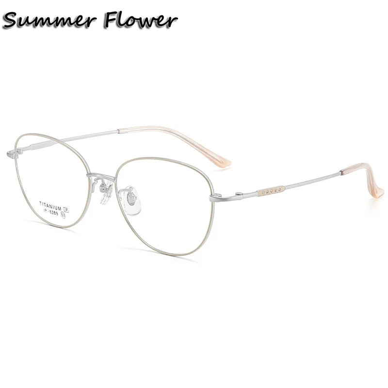 Summer Flower Unisex Full Rim Oval Square Titanium Eyeglasses 616289