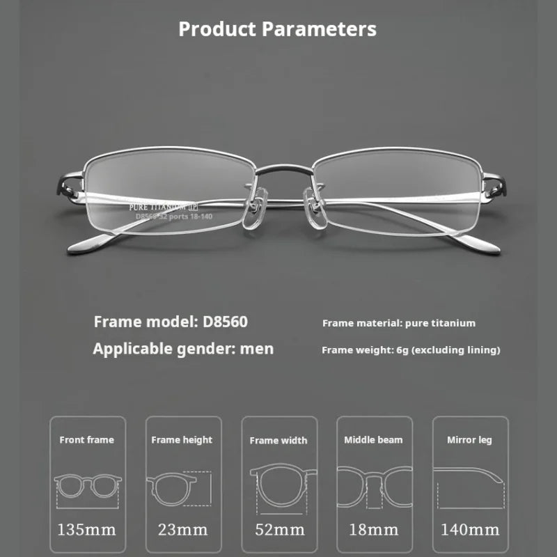 Momoja Women's Semi Rim Square Titanium Eyeglasses 78560