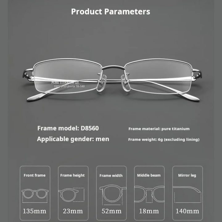 Momoja Women's Semi Rim Square Titanium Eyeglasses 78560