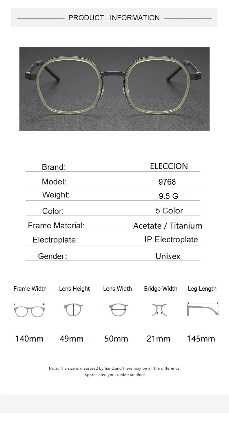 Eleccion Unisex Full Rim Polygon Oval Titanium Acetate Eyeglasses 9768