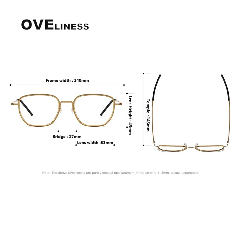 Oveliness Unisex Full Rim Square Polygon Titanium Eyeglasses 45527