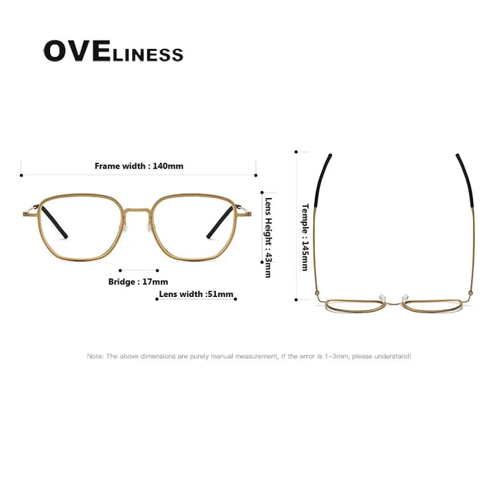 Oveliness Unisex Full Rim Square Polygon Titanium Eyeglasses 45527