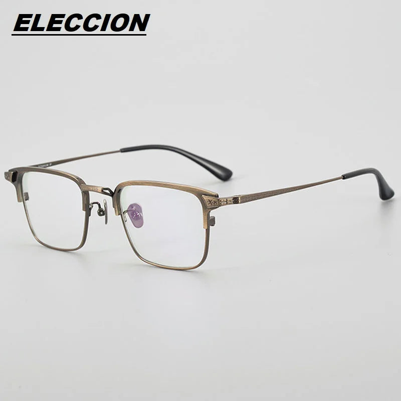 Eleccion Unisex Full Rim Square Titanium Eyeglasses 14405 Full Rim Eleccion Bronze CHINA