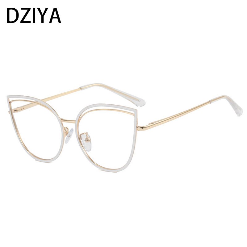 Dziya Women's Full Rim Square Cat Eye Alloy Presbyopic Reading Glasses 60859 Reading Glasses Dziya +25 White 