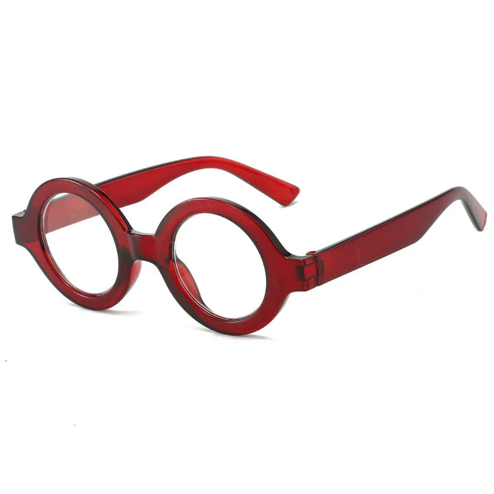 CCspace Women's Full Rim Round Thick Polycarbonate Reading Glasses 57557 Reading Glasses CCSpace Red +350 