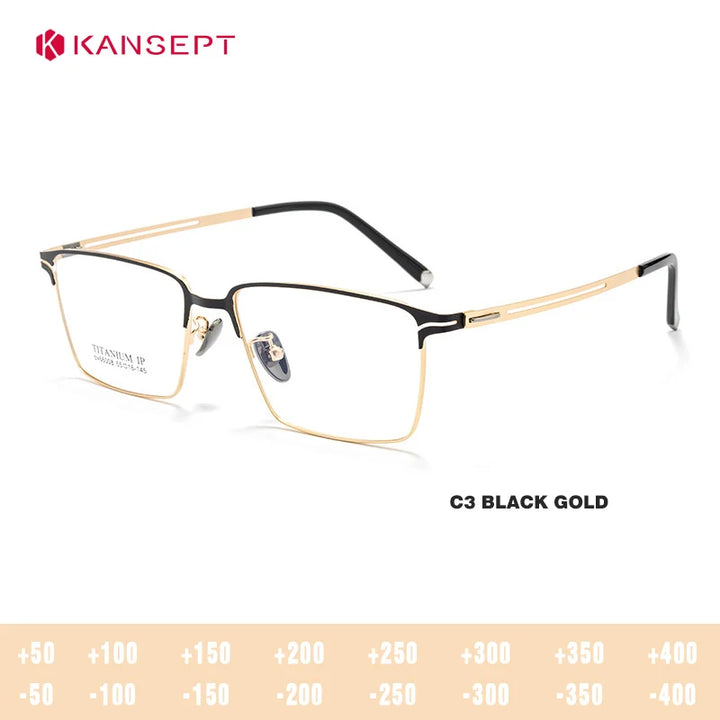 Kansept Men's Semi Rim Square Brow Line Alloy Reading Glasses 66008