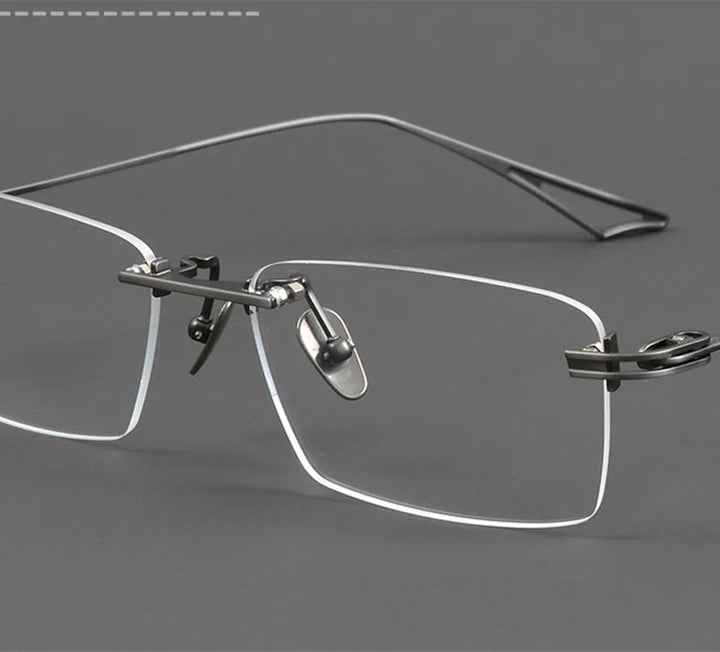 Aimee Unisex Rimless Big Square Titanium Eyeglasses 30419 Rimless Aimee   