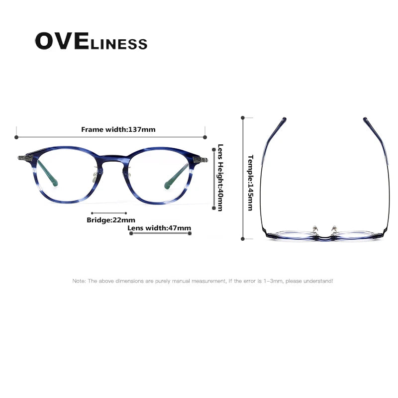 Oveliness Women's Full Rim Oval Round Acetate Titanium Eyeglasses 64401