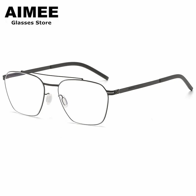 Aimee Unisex Full Rim Square Double Bridge Titanium Eyeglasses 1101 Full Rim Aimee   