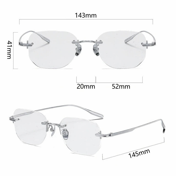 Yimaruili Unisex Rimless Oval Square Titanium Eyeglasses 41013 Rimless Yimaruili Eyeglasses