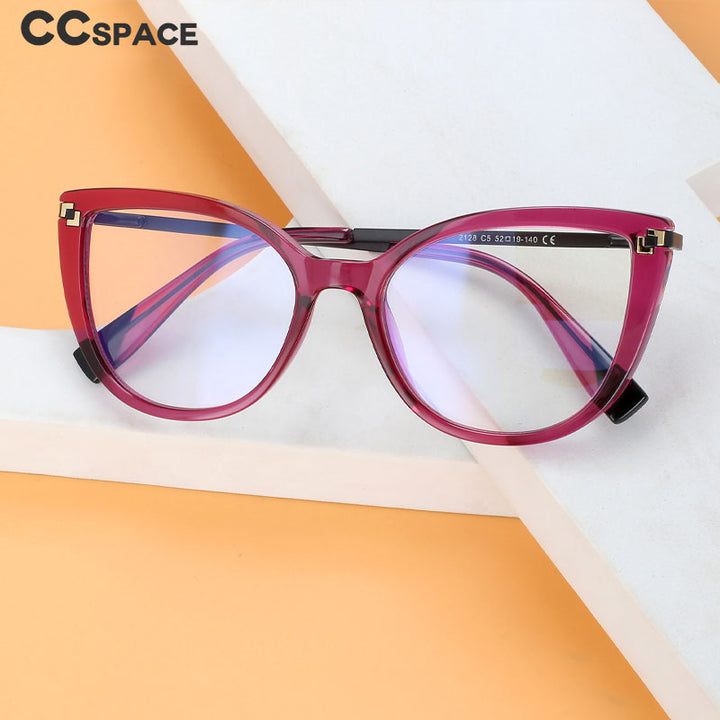 CCSpace Women's Full Rim Square Cat Eye Tr 90 Alloy Eyeglasses 56520 Full Rim CCspace   