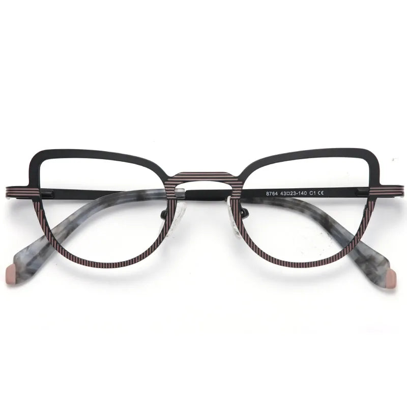 Muzz Women's Full Rim Oval Cat Eye Alloy Eyeglasses 87644