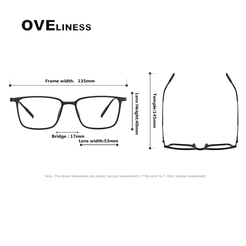 Oveliness Unisex Full Rim Square Acetate Titanium Eyeglasses 8674 Full Rim Oveliness   