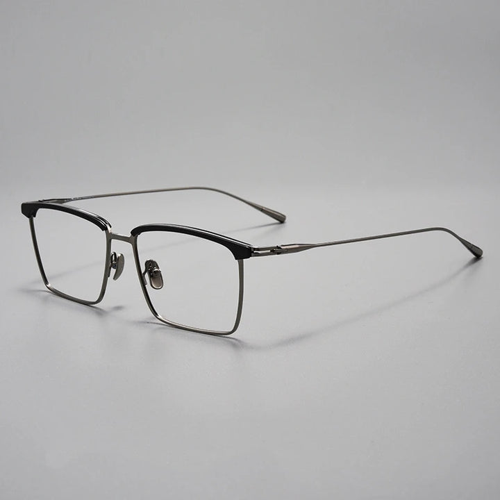Yimaruili Men's Full Rim Square Acetate Titanium Eyeglasses 88876