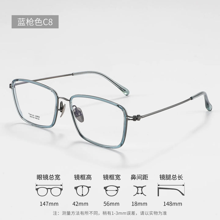 Zirosat Unisex Full Rim Polygon Square Tr 90 Titanium Eyeglasses 28021