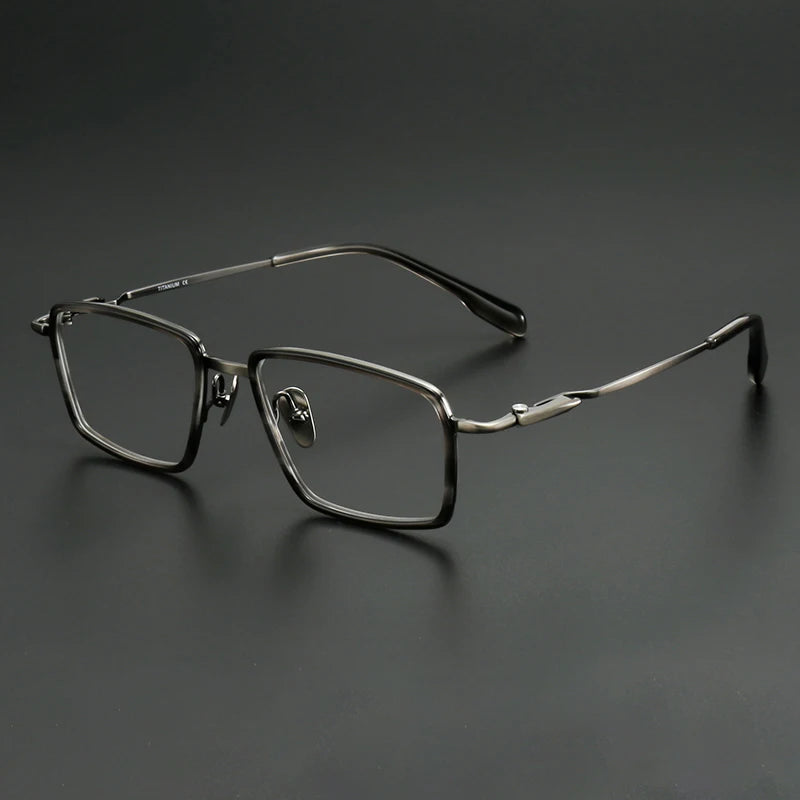 Muzz Men's Full Rim Big Square Titanium Acetate Eyeglasses 910061