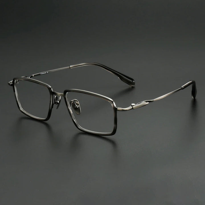 Muzz Men's Full Rim Big Square Titanium Acetate Eyeglasses 910061