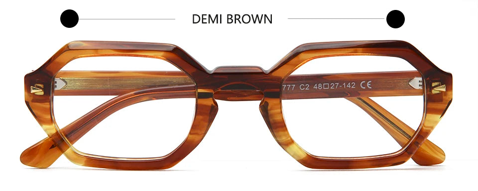Esnbie Unisex Full Rim Hexagon Acetate Eyeglasses 241777