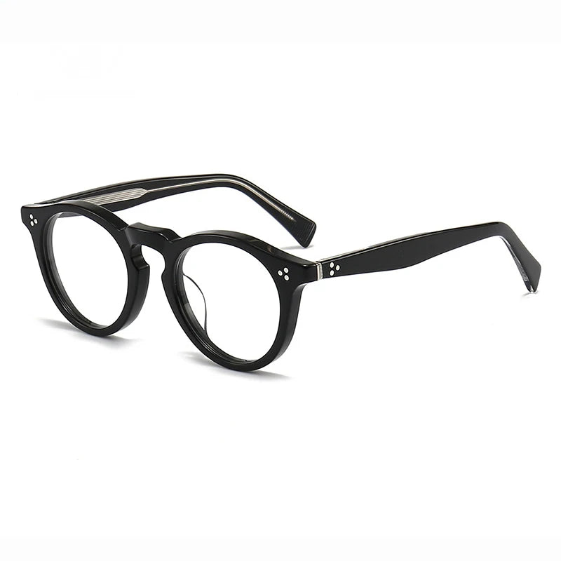 Black Mask Unisex Full Rim Round Acetate Eyeglasses R342 Full Rim Black Mask C1  