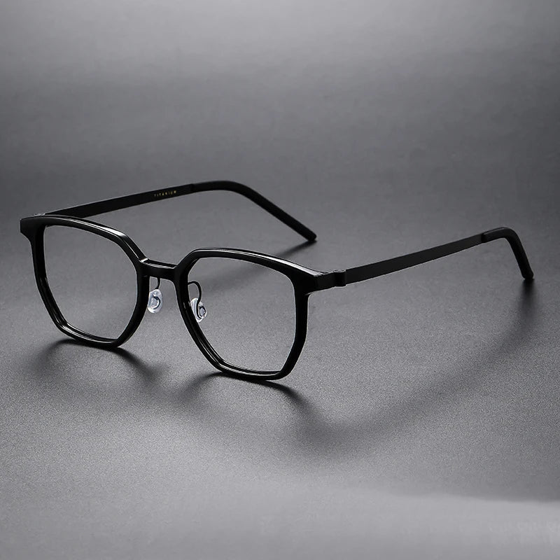 Black Mask Unisex Full Rim Square Titanium Eyeglasses D1055 Full Rim Black Mask Black  