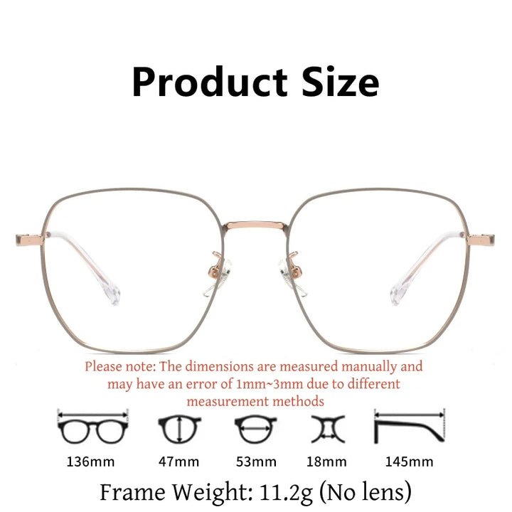 Yimaruili Unisex Full Rim Polygonal Pure Titanium Eyeglasses 88023X — view 2 | Yimaruili at FuzWeb