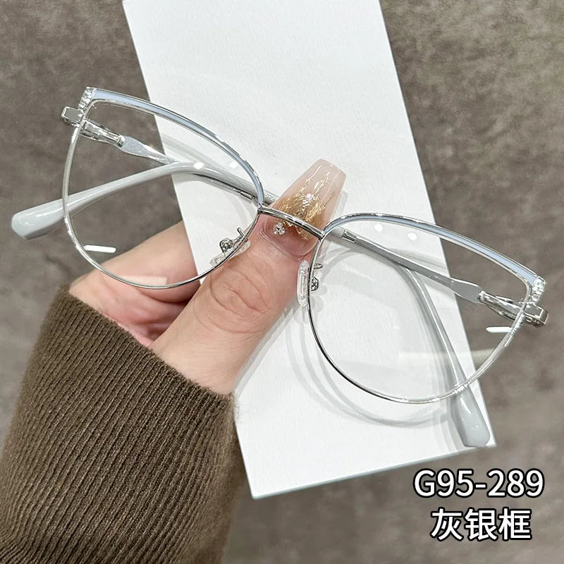 Zirosat Women's Full Rim Square Cat Eye Alloy Eyeglasses 59289