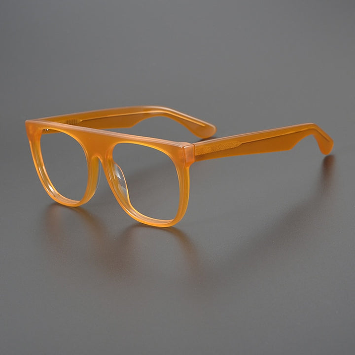 Gatenac Unisex Full Rim Flat Top Round Acetate Eyeglasses Gxyj1056 Full Rim Gatenac Orange  