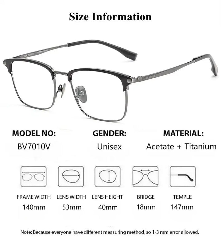 Summer Flower Men's Full Rim Square Titanium Eyeglasses 70104