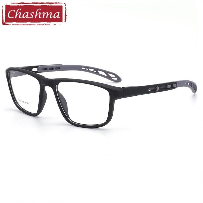 Chashma Men's Full Rim Square Tr 90 Sport Eyeglasses 7287 Full Rim Chashma Black Gray  