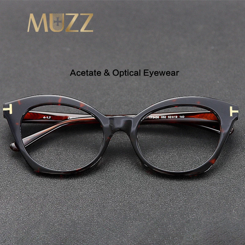 Muzz Women's Full Rim Oval Cat Eye Acetate Eyeglasses 5456 Full Rim Muzz   