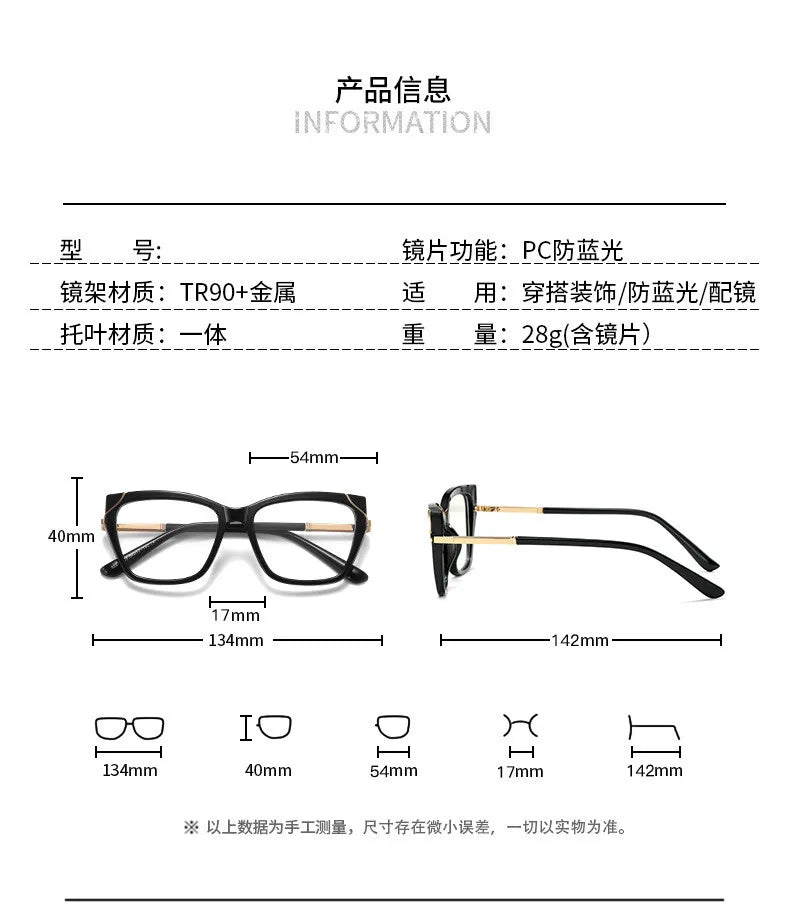CCspace Women's Full Rim Square Tr 90 Alloy Reading Glasses 312727