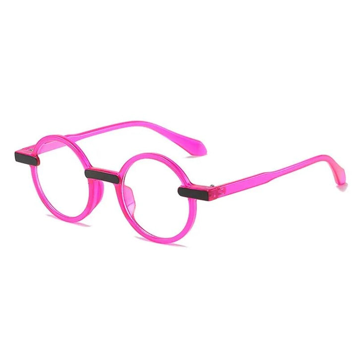 CCspace Unisex Full Rim Round Acetate Eyeglasses 55081 Full Rim CCspace RoseRedClear China 