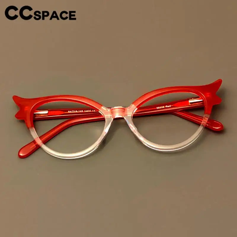 CCspace Unisex Full Rim Oval Cat Eye Acetate FiberReading Glasses 56308