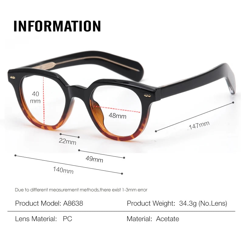 Muzz Unisex Full Rim Oval Brow Line Acetate Eyeglasses 48638