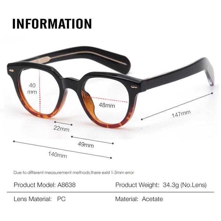 Muzz Unisex Full Rim Oval Brow Line Acetate Eyeglasses 48638