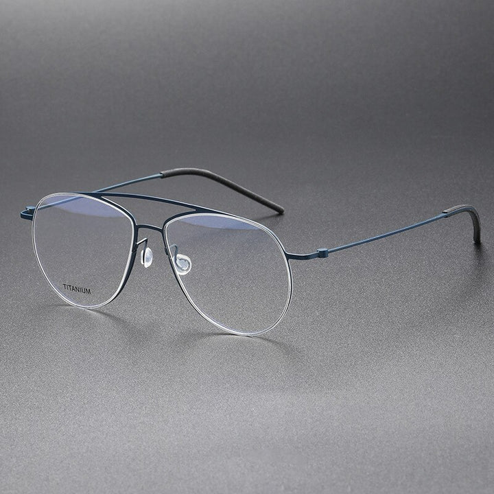 Aissuarvey Men's Full Rim Round Double Bridge Titanium Eyeglasses 554615 Full Rim Aissuarvey Eyeglasses Blue CN 