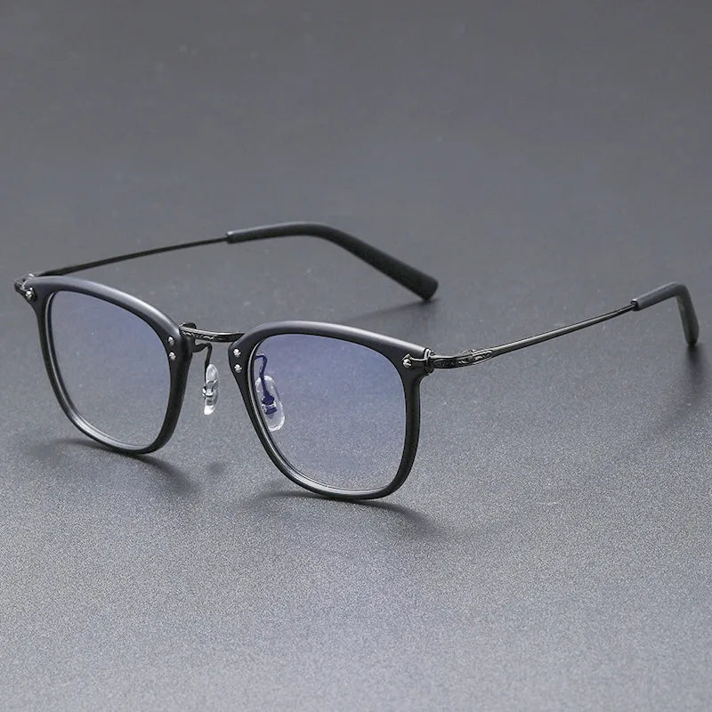 Black Mask Unisex Full Rim Square Titanium Acetate Eyeglasses G806 Full Rim Black Mask Matte Black-Gray  